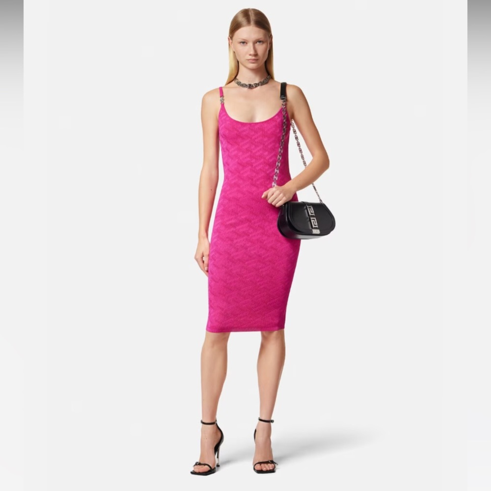 VERSACE. LA GRECA MEDUSA '95 MIDI DRESS. Size 38. Size 6 in US.
